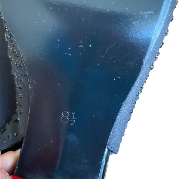 Lulu Townsend Black Upper Leather Black Rhinestone Covered Heels Pumps Size 8.5 - Picture 13 of 14